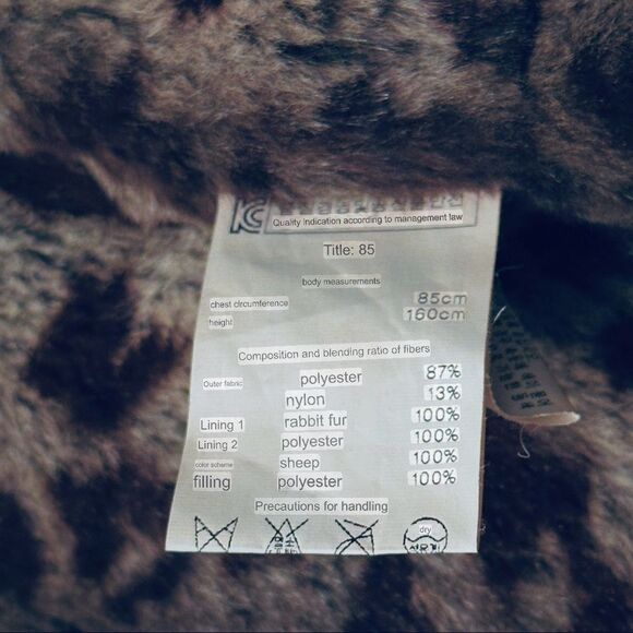 Leega Vintage Coat 100% Rabbit Fur Lining Brown Size S - Picture 7 of 8